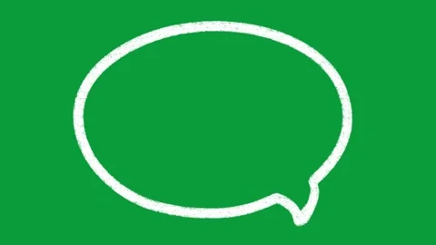 Hand Drawn White Chalk Oval Speech Bubble 2D Animation Green Screen Видео 341798891