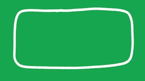 Hand Drawn White Chalk Rounded Rectangle Frame Overlay on Green Screen Vidéo 336103981