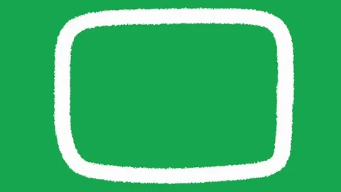 Hand Drawn White Chalk Rounded Rectangle Frame Overlay on Green Screen Stock Footage 336104018