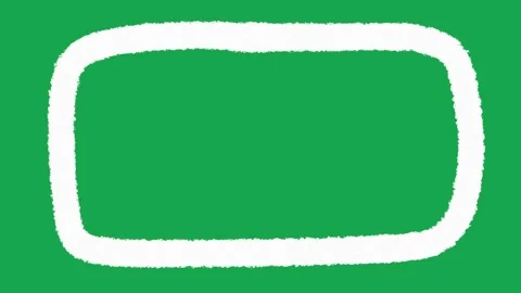 Hand Drawn White Chalk Rounded Rectangle Frame Overlay on Green Screen Stock Footage 336104022