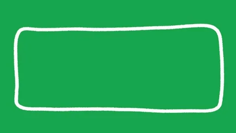 Hand Drawn White Chalk Rounded Rectangle Frame Overlay on Green Screen Stock Footage 336104134