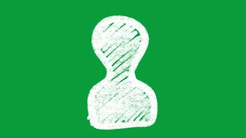 Hand Drawn White Chalk User Profile Avatar Icon 2D Animation Green Screen Vidéo 341798809