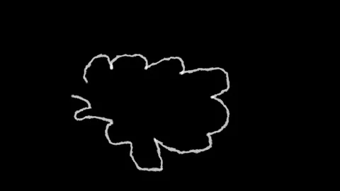 Hand drawn white cloud outline isolated on a solid black background for cre.. Video stock 333782880