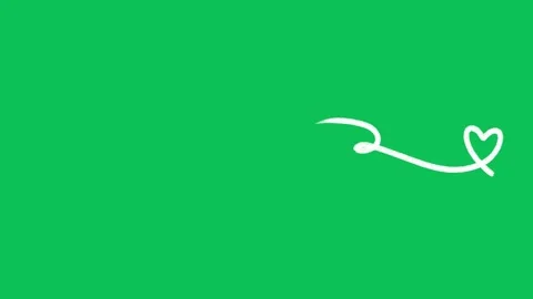 Hand Drawn White Continuous Line Heart Animation on Green Screen Overlay Vidéo 336579191