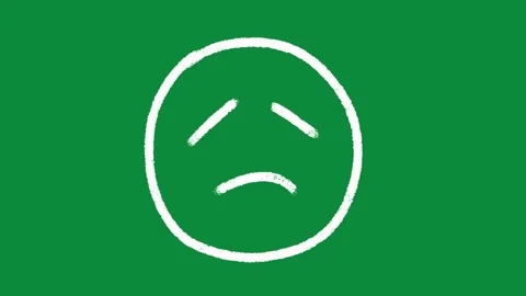 Hand Drawn White Crying Face Emoji Animation on Green Screen Sad Emotion Overlay Stock Footage 334608548