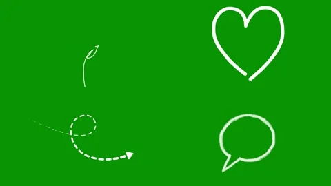Hand drawn white doodle animations upon pure green screen chromkey Stock-Footage 346825232