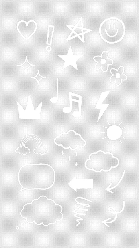 Hand drawn white doodle elements and icons set on transparent background. Stock Footage 327829677