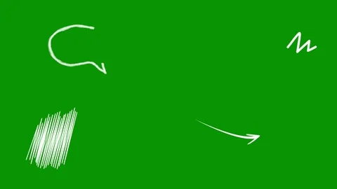 Hand drawn white doodle elements over green screen. This file showcases Video stock 346825117