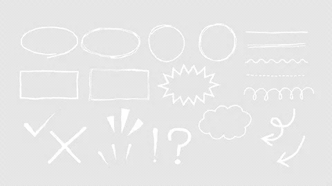 Hand drawn white doodle highlight shapes and lines animation set Stock Footage 327774741