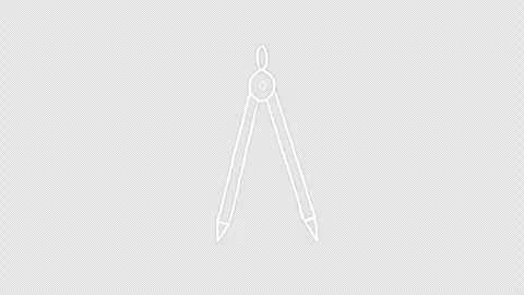 Hand Drawn White Drawing Compass Doodle Animation Seamless Loop on Transparent Stock Footage 342587717