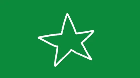 Hand Drawn White Five Point Star Animation on Green Screen Favorite Rank Overlay Stock Footage 334608563
