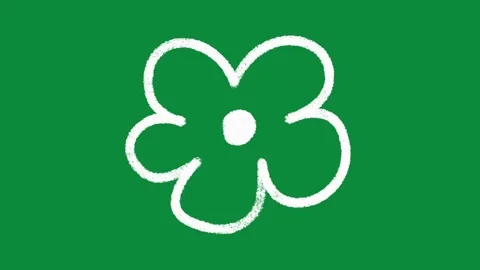 Hand Drawn White Flower Icon Animation on Green Screen Nature Floral Video Stockbeeldmateriaal 334608610