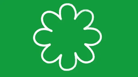 Hand Drawn White Flower Outline Stroke Animated Shape on Green Screen Stock Footage 341310428