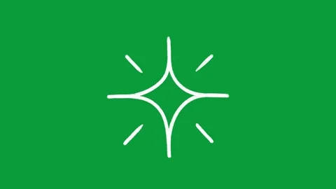 Hand Drawn White Four Point Sparkle Star 2D Animation Green Screen Vidéo 341798362