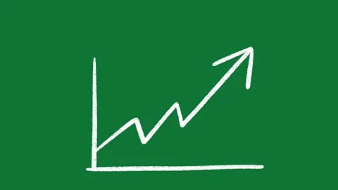 Hand-Drawn White Growth Line Graph 2D Animation on Green Screen  Vídeos de archivo 334609045