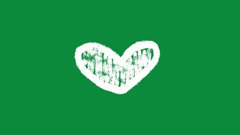 Hand Drawn White Hatched Heart Animation on Green Screen Romantic Video Overlay 库存影片 334608572