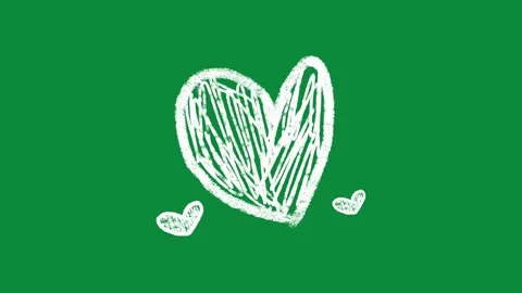 Hand Drawn White Heart and Particles Animation on Green Screen Festive Love Vídeos de archivo 334608569