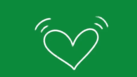 Hand Drawn White Heart Outline Animation on Green Screen Simple Love Overlay Stockbeeldmateriaal 334608571