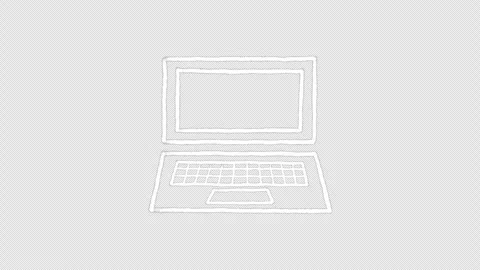 Hand Drawn White Laptop Computer Doodle Animation Seamless Loop on Transparent Stock Footage 342587767
