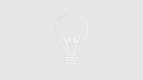 Hand Drawn White Light Bulb Doodle Animation Seamless Loop on Transparent Stock Footage 342587763