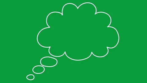 Hand Drawn White Line Cloud Thought Bubble 2D Animation Green Screen Stock Footage 341798597