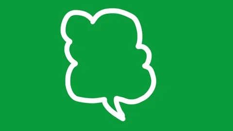 Hand Drawn White Line Cloud Speech Bubble 2D Animation Green Screen 動画素材 341798719