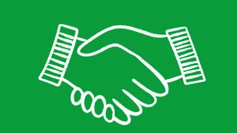 Hand Drawn White Line Handshake Partnership 2D Animation Green Screen Vídeos de archivo 341798907