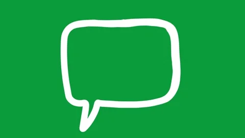 Hand Drawn White Line Horizontal Speech Bubble 2D Animation Green Screen Stock Footage 341798616
