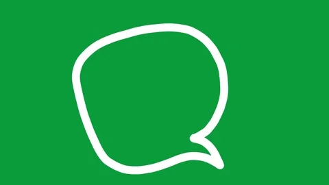 Hand Drawn White Line Speech Bubble 2D Animation Green Screen Видео 341798639