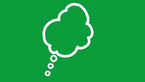 Hand Drawn White Line Thought Bubble 2D Animation Green Screen Stock Footage 341798690