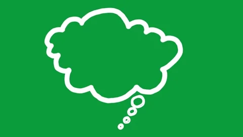 Hand Drawn White Line Thought Bubble 2D Animation Green Screen Stock Footage 341798774