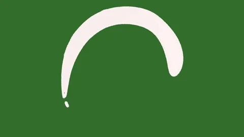 Hand-Drawn White Liquid Stroke Animation on Green Screen | Doodle Fluid Splash Video stock 330536809