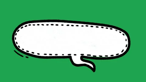 Hand Drawn White Long Horizontal Speech Bubble with Dashed Border Animated Comic Видео 335586511