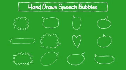 Hand-Drawn White Outline Speech Bubbles video | Chalk Style Animated Thought Stockbeeldmateriaal 332718950