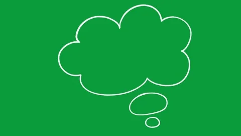 Hand Drawn White Outline Thought Bubble 2D Animation Green Screen Stock Footage 341798447