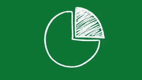 Hand-Drawn White Pie Chart 2D Animation on Green Screen | Animated Data Graph  Vídeo Stock 334609044