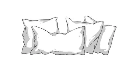 Hand drawn white pillow stack - soft pillows in rectangle and square shape Illustrazione stock