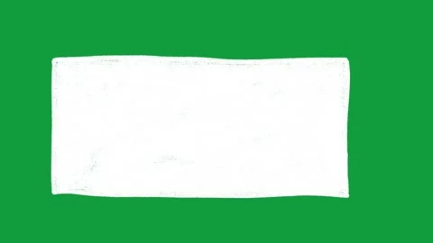 Hand Drawn White Rectangle Text Box Animated Shape on Green Screen Stock Footage 341310521