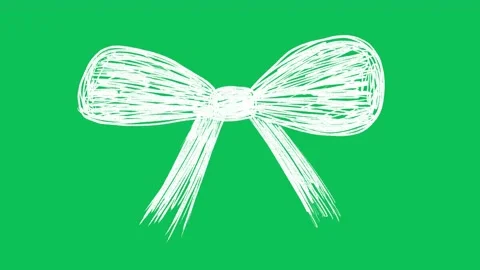 Hand Drawn White Ribbon Bow Knot Animation on Green Screen Overlay Stockbeeldmateriaal 336579241