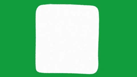 Hand Drawn White Rounded Square Text Box Animated Shape on Green Screen Stock Footage 341310412