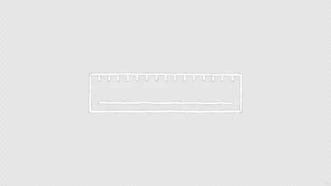 Hand Drawn White Ruler Doodle Animation Seamless Loop on Transparent Background Stock Footage 342587799