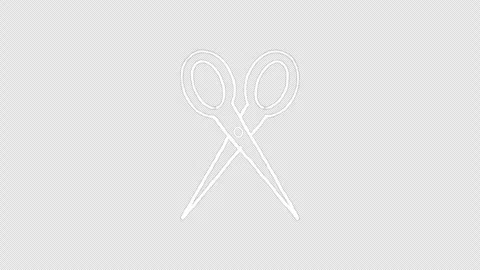 Hand Drawn White Scissors Doodle Animation Seamless Loop on Transparent Stock Footage 342587804
