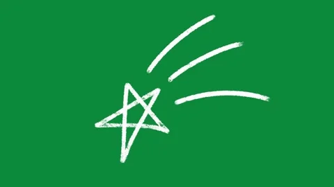 Hand Drawn White Shooting Star Animation on Green Screen Magic Wish Overlay Stock Footage 334608562