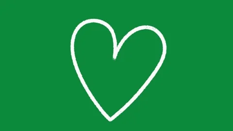 Hand Drawn White Simple Heart Outline Animation on Green Screen Minimal Love 库存影片 334608532