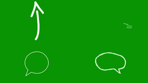Hand drawn white sketch elements upon bright green screen background Video stock 346825219