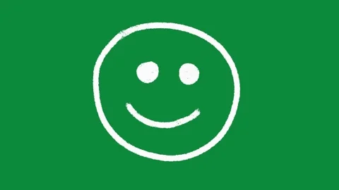 Hand Drawn White Smiling Face Emoji Animation on Green Screen Happy Expression Vídeos de archivo 334608525
