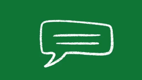 Hand-Drawn White Speech Bubble 2D Animation on Green Screen | Animated Chat Box  Stock Footage 334608977