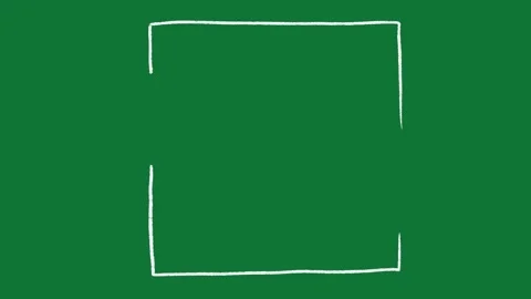 Hand-Drawn White Square Frame 2D Animation on Green Screen | Animated Border Box Stock Footage 334608849