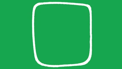 Hand-Drawn White Square Frame 2D Animation on Green Screen | Animated Box Border Stock Footage 336104103