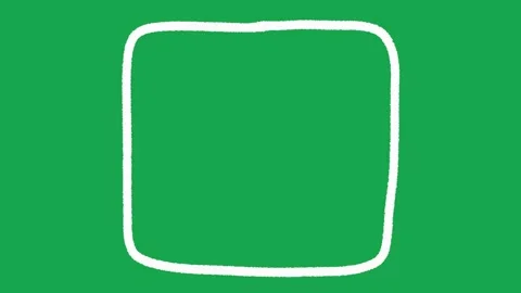 Hand-Drawn White Square Frame 2D Animation on Green Screen | Animated Box Border Stock Footage 336104152